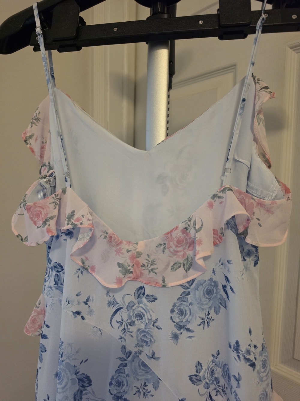 Altar'd State Mirelda Pink & Blue Floral Ruffle Tiered Maxi Dress - Picture 8 of 8